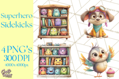 Superhero Animal Clipart Cartoon PNG Cute Sidekicks Product Image 1