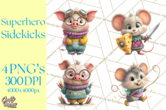 Superhero Animal Clipart Cartoon PNG Cute Sidekicks Product Image 1