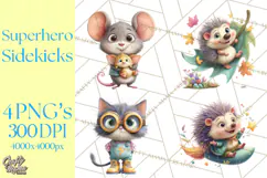 Superhero Animal Clipart Cartoon PNG Cute Sidekicks Product Image 1