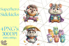 Superhero Animal Clipart Cartoon PNG Cute Sidekicks Product Image 1