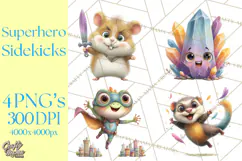 Superhero Animal Clipart Cartoon PNG Cute Sidekicks Product Image 1