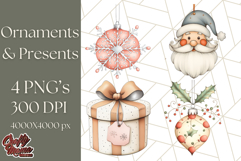 Vintage Christmas Ornaments and Presents PNG Holiday Clipart Product Image 1