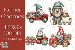 Farmer Gnome Clipart, Cute Farm Gnomes PNG Illustrations Product Image 1