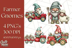 Farmer Gnome Clipart, Cute Farm Gnomes PNG Illustrations Product Image 1
