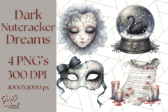 Dark Nutcracker Clipart Gothic Holiday Ballet PNG, Christmas Product Image 1