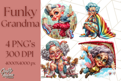 Wild Grandma Clipart PNGs, Funny Quirky Old Ladies Product Image 1