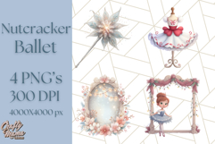 Nutcracker Ballet Clipart, Holiday Ballerina PNG Art Product Image 1