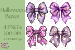 Muted Halloween Bow Clipart, Fall Ribbon PNG Autumn Hair Bow Product Image 1