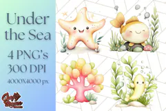 Under the Sea Nursery Clipart, Ocean Animals PNG Product Image 1