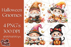 Spooky Cute Halloween Gnome PNG Clipart, Witch Ghost Bat Product Image 1