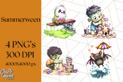 Summerween Beach Party Clipart PNG, Halloween Beach Art Product Image 1