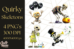 Quirky Skeleton Clipart PNG, Funny Halloween Bones Art Product Image 1