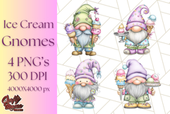 Ice Cream Gnome Clipart PNG Summer Dessert Art, Summer Gnome Product Image 1