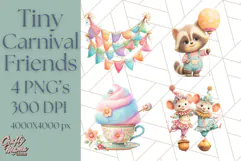 Tiny Carnival Friends Clipart PNG, Animal Fair Festival Product Image 1