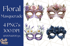 Vintage Garden Masquerade Floral Eye Mask PNG Clipart Product Image 1