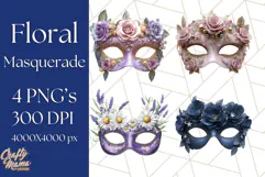 Vintage Garden Masquerade Floral Eye Mask PNG Clipart Product Image 1