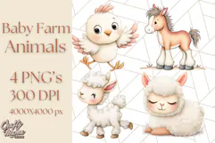 Baby Farm Animal Clipart, Cute Farm Animals Png Product Image 1