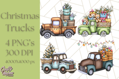 Vintage Christmas Truck Clipart PNG, Retro Holiday Vehicle Product Image 1