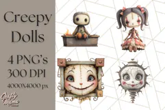 Creepy Dolls Clipart PNG Haunted Toy Characters Product Image 1