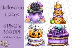 Whimsical Halloween Cake Clipart PNG, Spooky Desserts Product Image 1