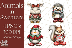 Christmas Animal Clipart, Festive Animals in Holiday Outfits Product Image 1
