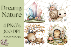 Dreamy Nature Clipart PNG, Whimsical Forest Elements Product Image 1