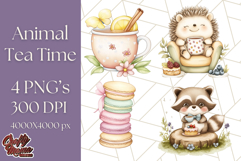 Tea Time Animal Clipart PNG Woodland Forest, Cottagecore Png Product Image 1