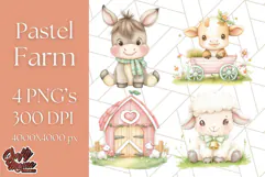Pastel Farm Nursery PNG Clipart, Baby Animals And Elements Product Image 1