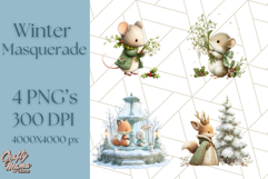 Winter Animal Masquerade Clipart PNG Woodland Animals Product Image 1