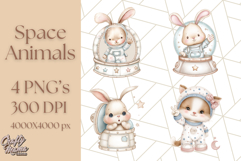 Kawaii Space Creatures Clipart PNG, Galaxy Alien Clip Art Product Image 1