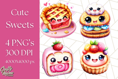 Sweet Treat Face PNG Clipart, Cute Kawaii Dessert Art Png Product Image 1