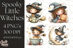 Spooky Little Witches Halloween Clipart PNG Product Image 1