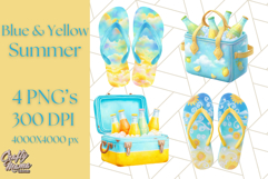 Sky Blue and Sunshine Yellow Summer Clipart PNG, Tropical Product Image 1