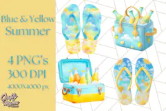 Sky Blue and Sunshine Yellow Summer Clipart PNG, Tropical Product Image 1