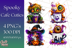Spooky Café Cuties Halloween PNG Clipart, Holiday Elements Product Image 1