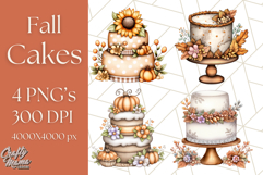 Fall Cake Clipart PNG, Autumn Cakes With Pumpkins Product Image 1