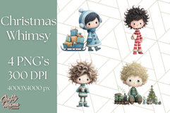 Christmas Whimsy Clipart, Holiday Kids PNG Graphics Product Image 1