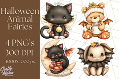 Halloween Fairy Animal Clipart PNG, Cute Spooky Creatures Product Image 1