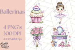 Ballerina Clipart PNG, Cute Ballet Girl Illustration Art Product Image 1