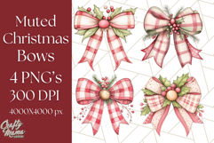 Muted Cozy Christmas Bows PNG Clipart, Winter Holiday Png Product Image 1