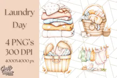 Cozy Laundry Day Clipart PNG Pastel Home Decor, Home Png Product Image 1