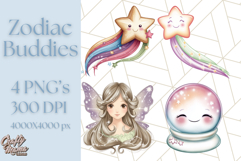 Zodiac Buddies Clipart PNG, Cute Astrology Clip Art Product Image 1