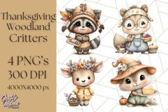 Thanksgiving Woodland Animals Clipart PNG Product Image 1