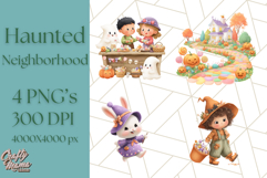 Halloween Neighborhood Clipart PNG for Trick or Treat Product Image 1