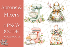 Cottagecore Kitchen Mixer, Apron PNG Clipart, Retro Floral Product Image 1