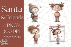 Santa Claus Clipart, North Pole Holiday PNG Graphics Product Image 1