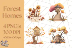 Autumn Treehouse & Woodland Cabin PNG Clipart Product Image 1