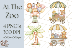 Tiny Zoo Friends Clipart, Cute Cartoon Zoo Animals PNG Product Image 1