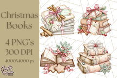Christmas Book Clipart, Festive Reading PNG Illustrations Product Image 1