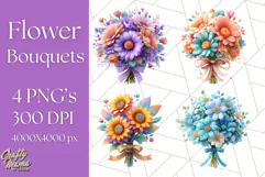 Pastel Flower Bouquet PNG Clipart, Elegant Floral Art Product Image 1